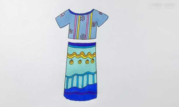 傣族服饰 手绘图图片