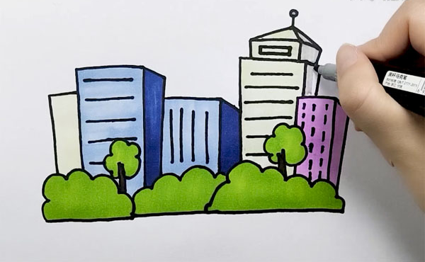 城市变化绘画 简笔画图片