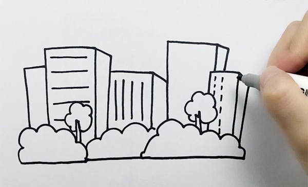城市简笔画怎么画城市的简笔画步骤图解教程