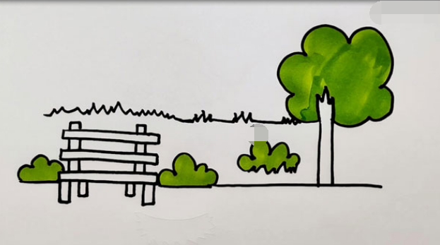画城市公园的简单画法图片