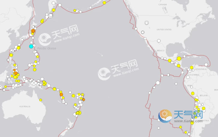 日本本州島東北部的多個地點出現了4度震度,震度是用來表述一地區受