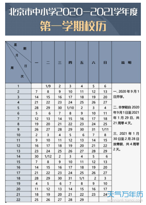 2021年寒假放假安排時間表北京 北京寒假放假多少天2021中小學