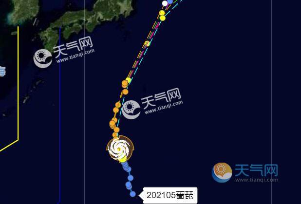 第5號颱風最新消息路徑圖 已加強到10級北偏西繼續移動中