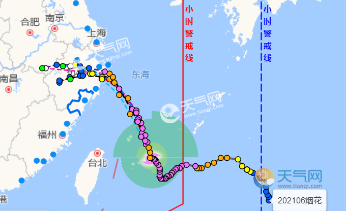 温州台风网台风烟花实时路径图发布 台风烟花预计25日在浙江舟山一带