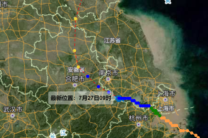 台风烟花最新实时路径图发布 6号台风现位于江苏溧阳风力8级