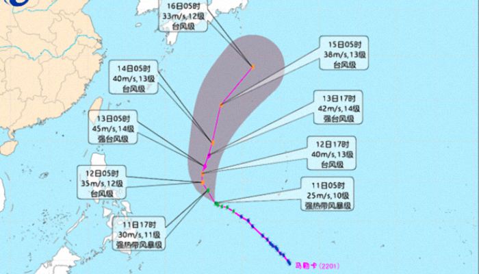温州台风网台风马勒卡实时路径图 最新1号台风实时路径跟踪