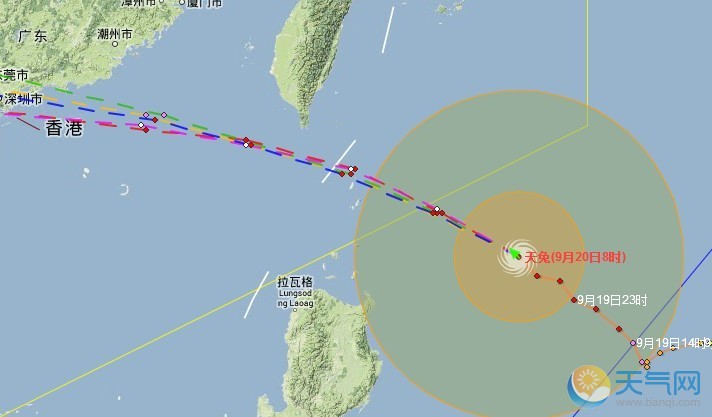 2013第19号台风天兔最新路径图
