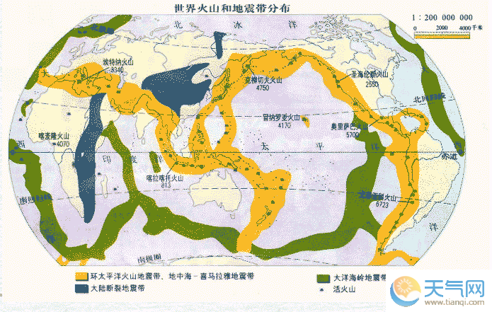 智利地震帶分佈圖(環太平洋地震帶)