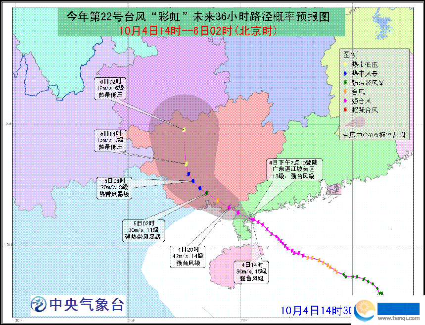 台风"彩虹"最新路径图