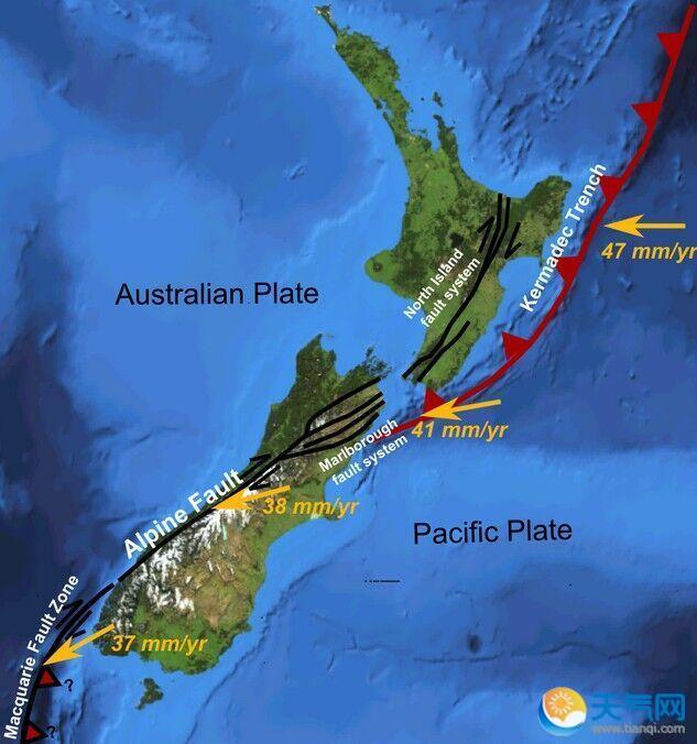 新西兰地震带分布图图片