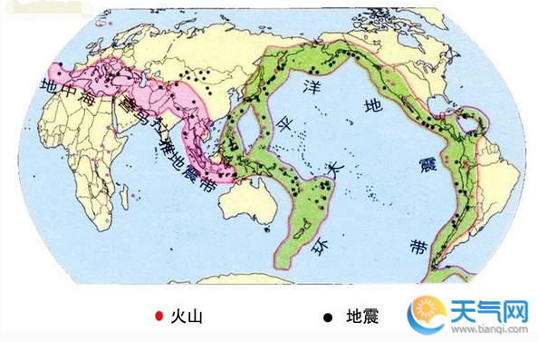 地球上主要有三處地震帶.地震帶皆位於板塊交界處.