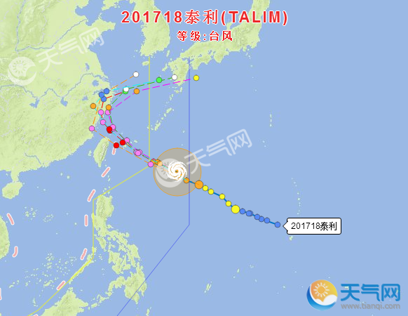 2017國慶颱風天氣預報 18號颱風泰利會在福州登陸影響福州嗎